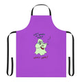 A ghostly-themed apron with a musical pun design, featuring notes and a flute or pipe.