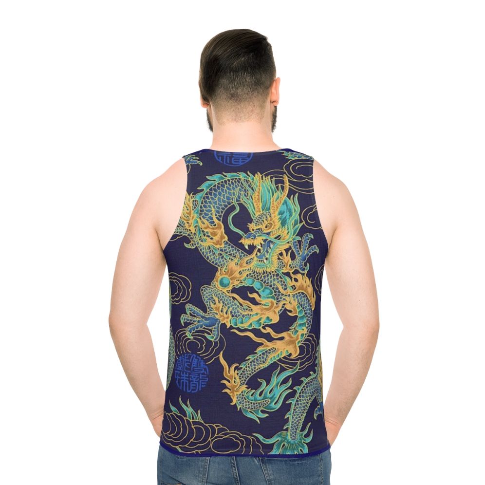 Gilded dragon design unisex tank top