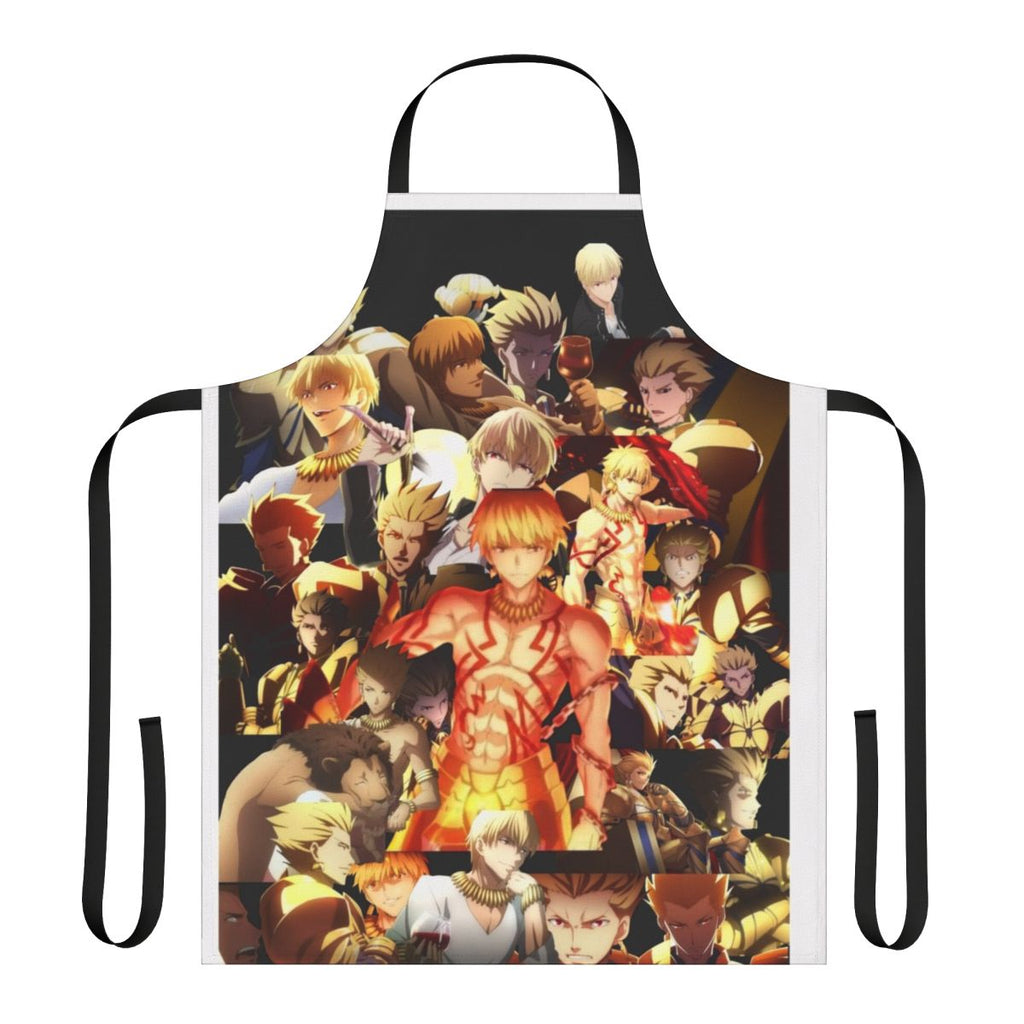 Stylish anime-themed apron featuring the iconic character Gilgamesh from the Fate series