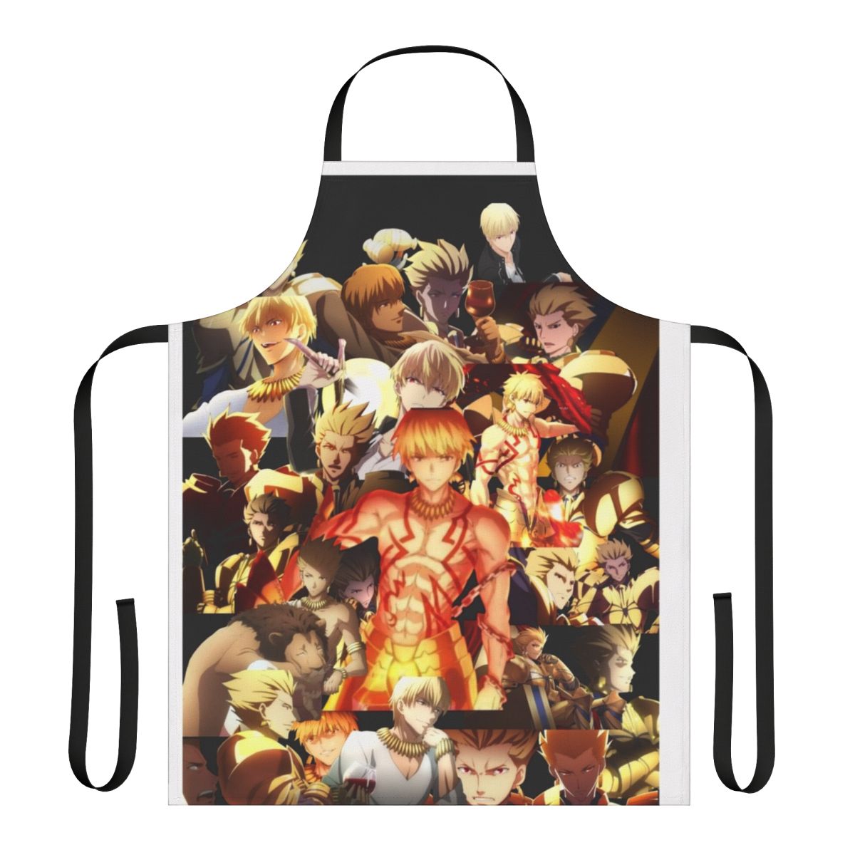 Stylish anime-themed apron featuring the iconic character Gilgamesh from the Fate series