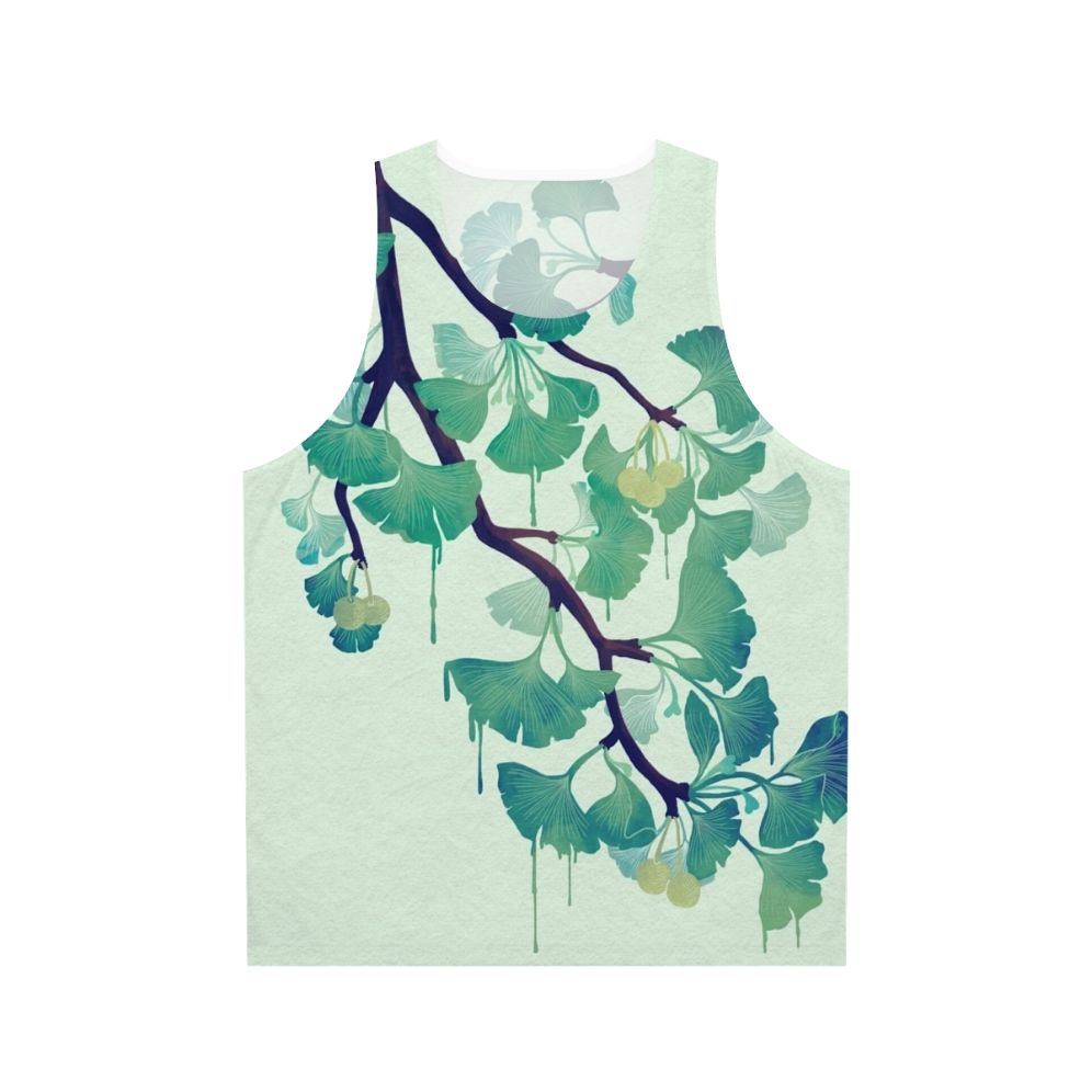 Ginkgo green unisex tank top with nature-inspired design