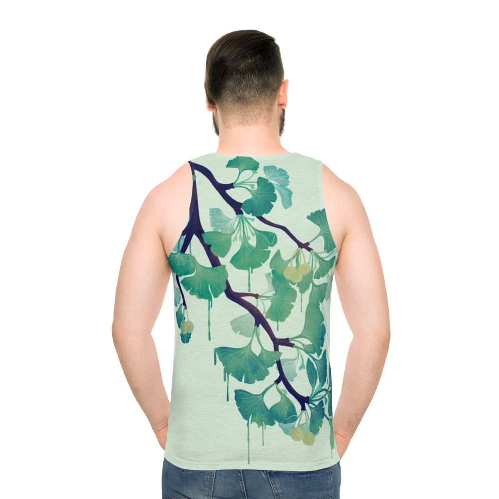 Ginkgo green unisex tank top with nature-inspired design