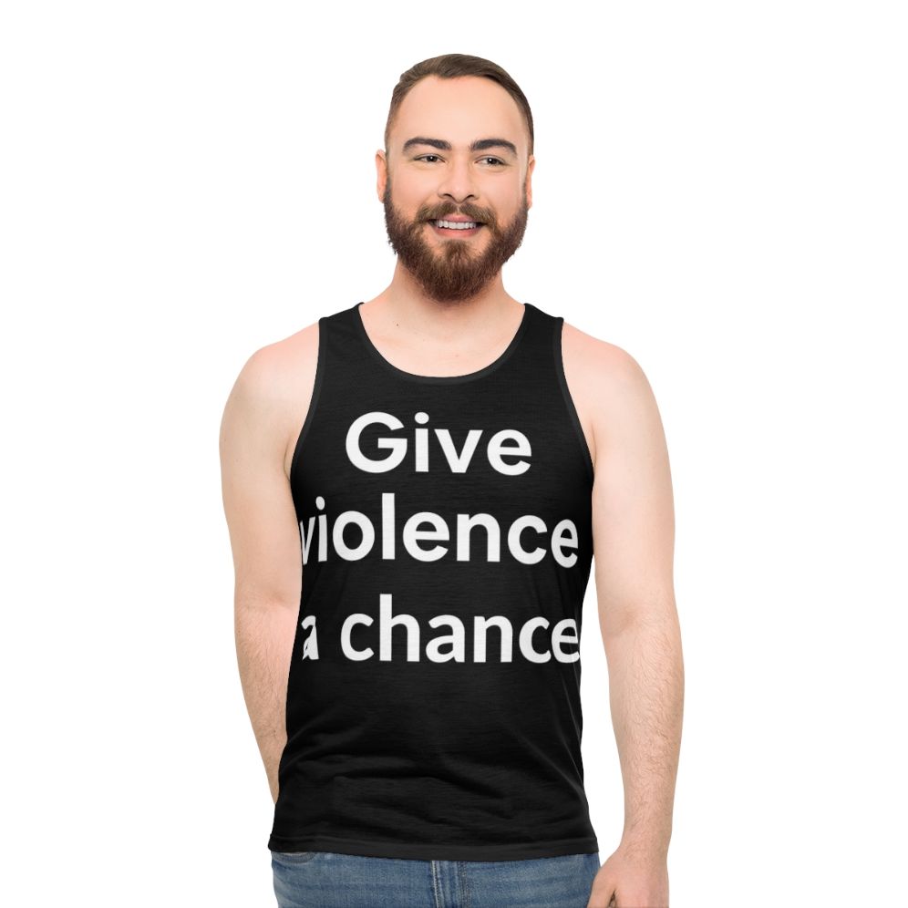 Unisex tank top with "Give Peace a Chance" design