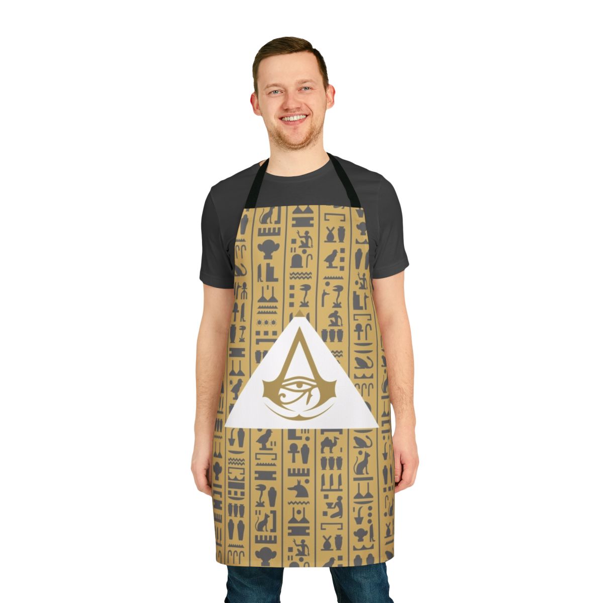 Assassin's Creed inspired apron featuring the iconic Giza Pyramids