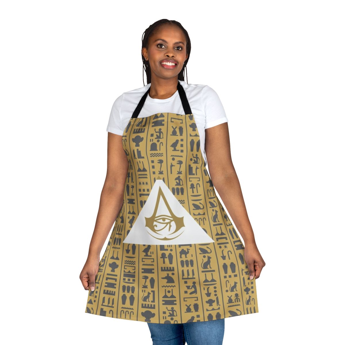 Assassin's Creed inspired apron featuring the iconic Giza Pyramids