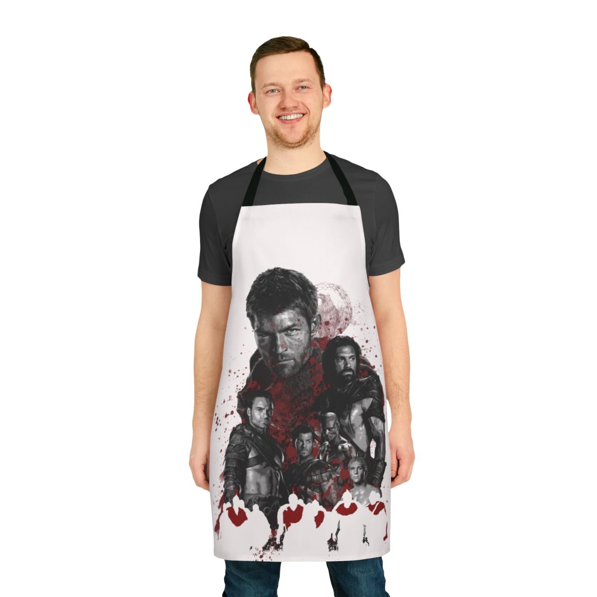 Apron featuring the rebel leaders from the hit TV series "Spartacus"