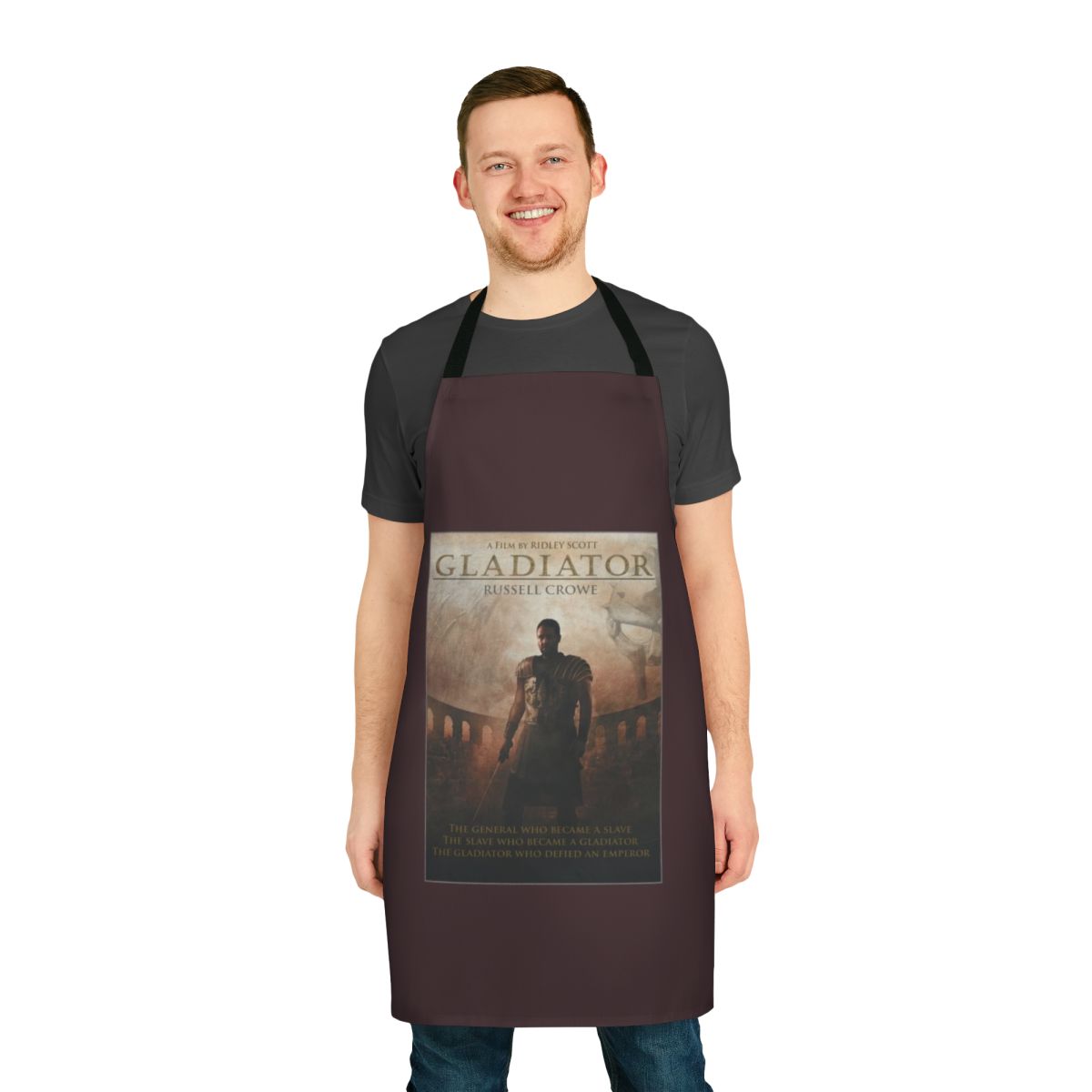 Gladiator-inspired minimalist apron with Rome and warrior motifs