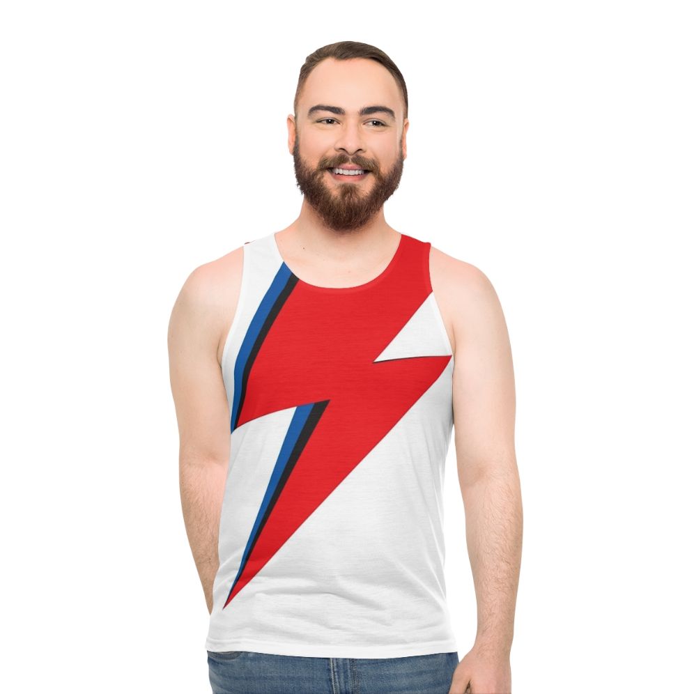 Glam rock inspired lightning bolt unisex tank top