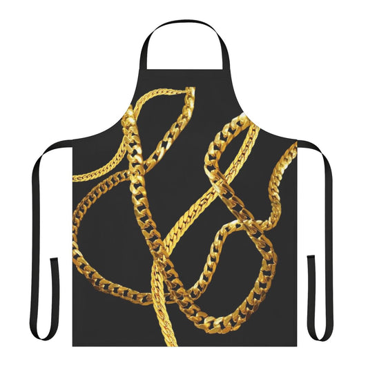 Stylish gold chain-patterned kitchen apron