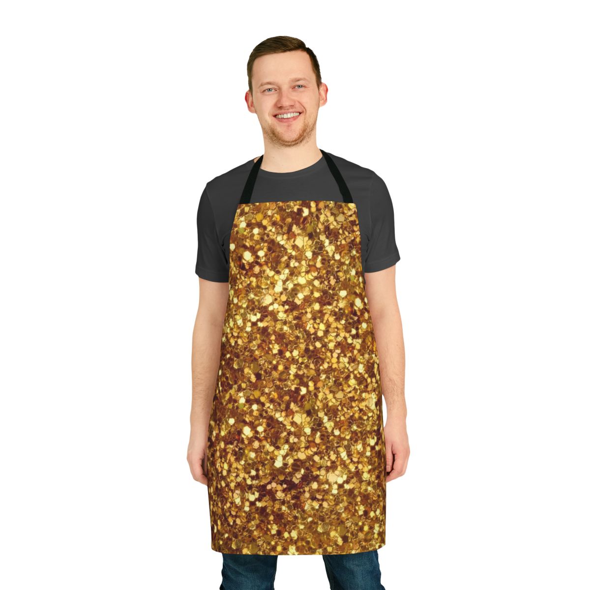 Gold sequin patterned apron