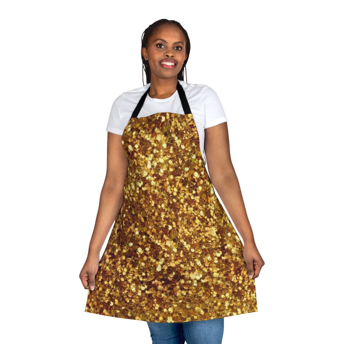 Gold sequin patterned apron