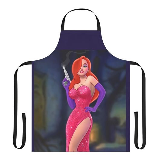 Glamorous Jessica Rabbit inspired apron featuring the iconic femme fatale character from the film "Who Framed Roger Rabbit"