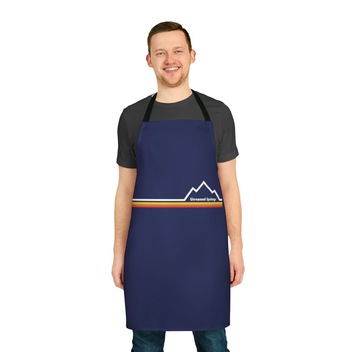Glenwood Springs Colorado inspired apron featuring mountain landscape and outdoor adventure elements