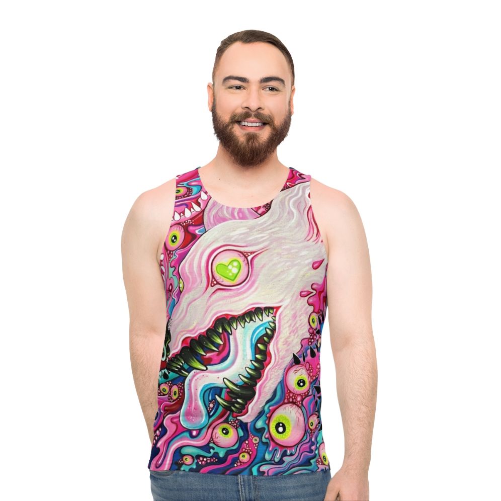 Glitter wolf acrylic painting on unisex tank top