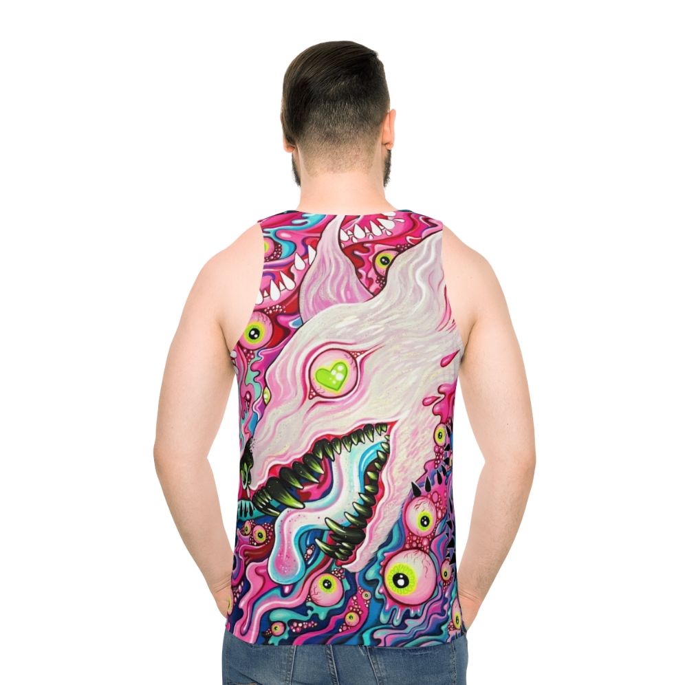 Glitter wolf acrylic painting on unisex tank top