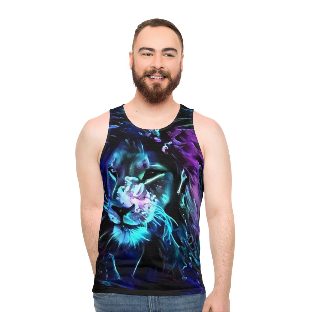 Glow in the Dark Neon Lion Unisex Tank Top
