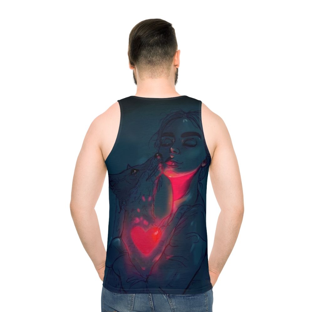 Glow in the dark unisex tank top with artistic design