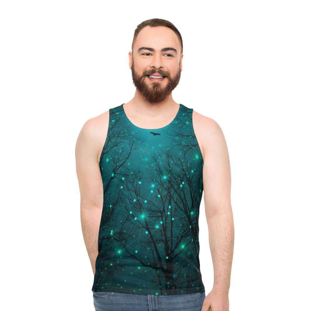 Glowing galaxy stars unisex tank top