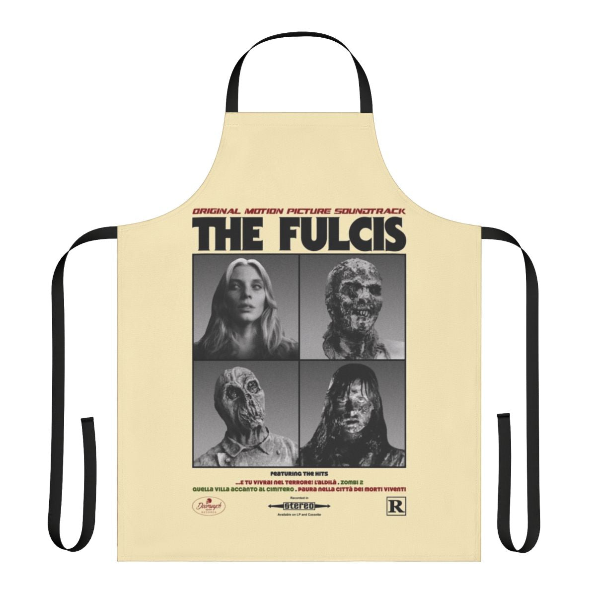 Goatess Doomwych inspired horror-themed apron with zombie and blood imagery