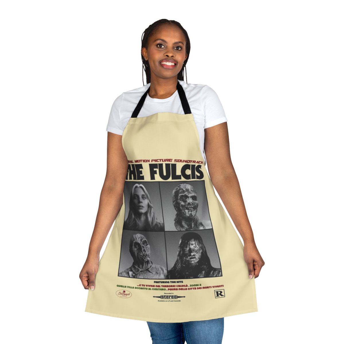 Goatess Doomwych inspired horror-themed apron with zombie and blood imagery