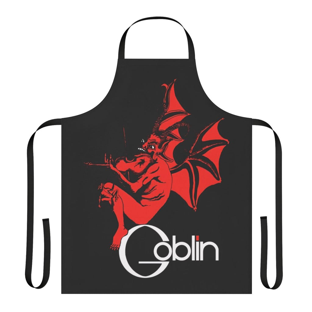 Apron featuring a goblin-inspired logo design, perfect for progressive rock fans.