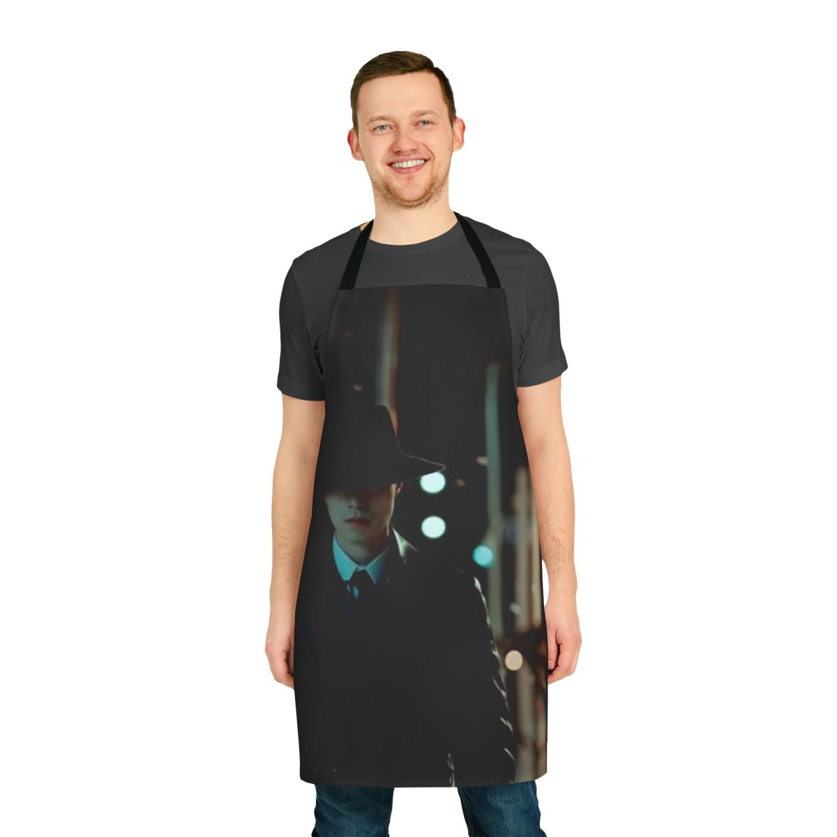 Stylish apron inspired by the Korean drama "Goblin" featuring the Grim Reaper character