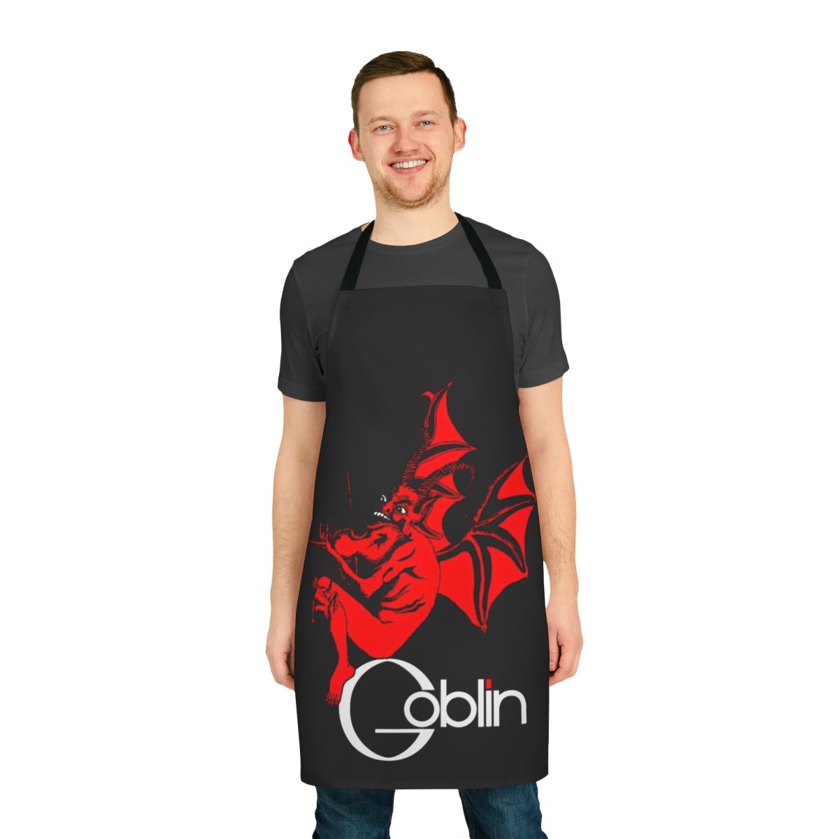 Goblin-themed apron with whimsical design