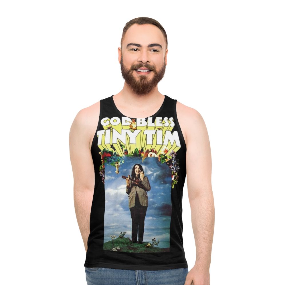 Unisex vintage tank top featuring the iconic 1960s music legend, Tiny Tim