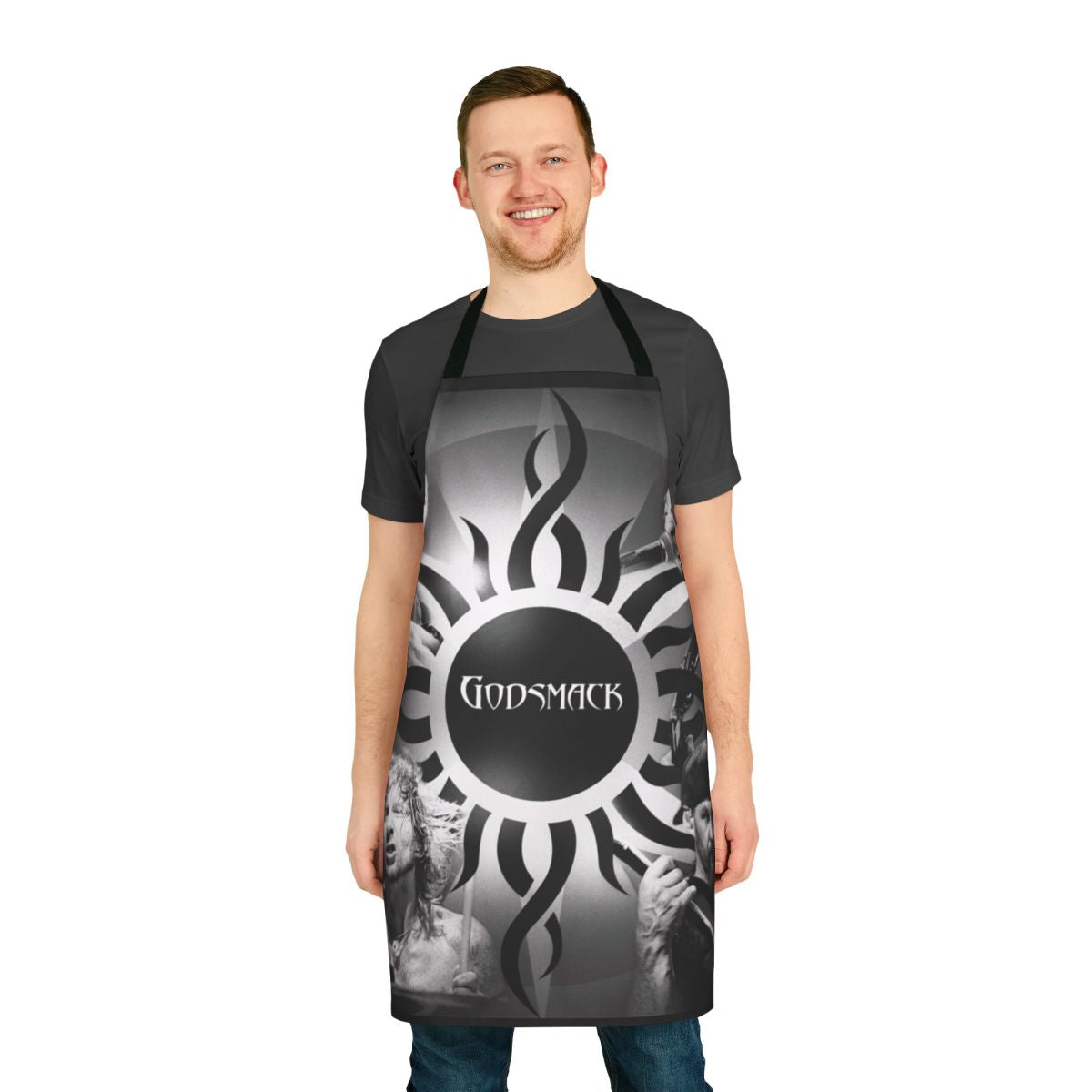 Godsmack-inspired apron featuring the band's iconic logo and design