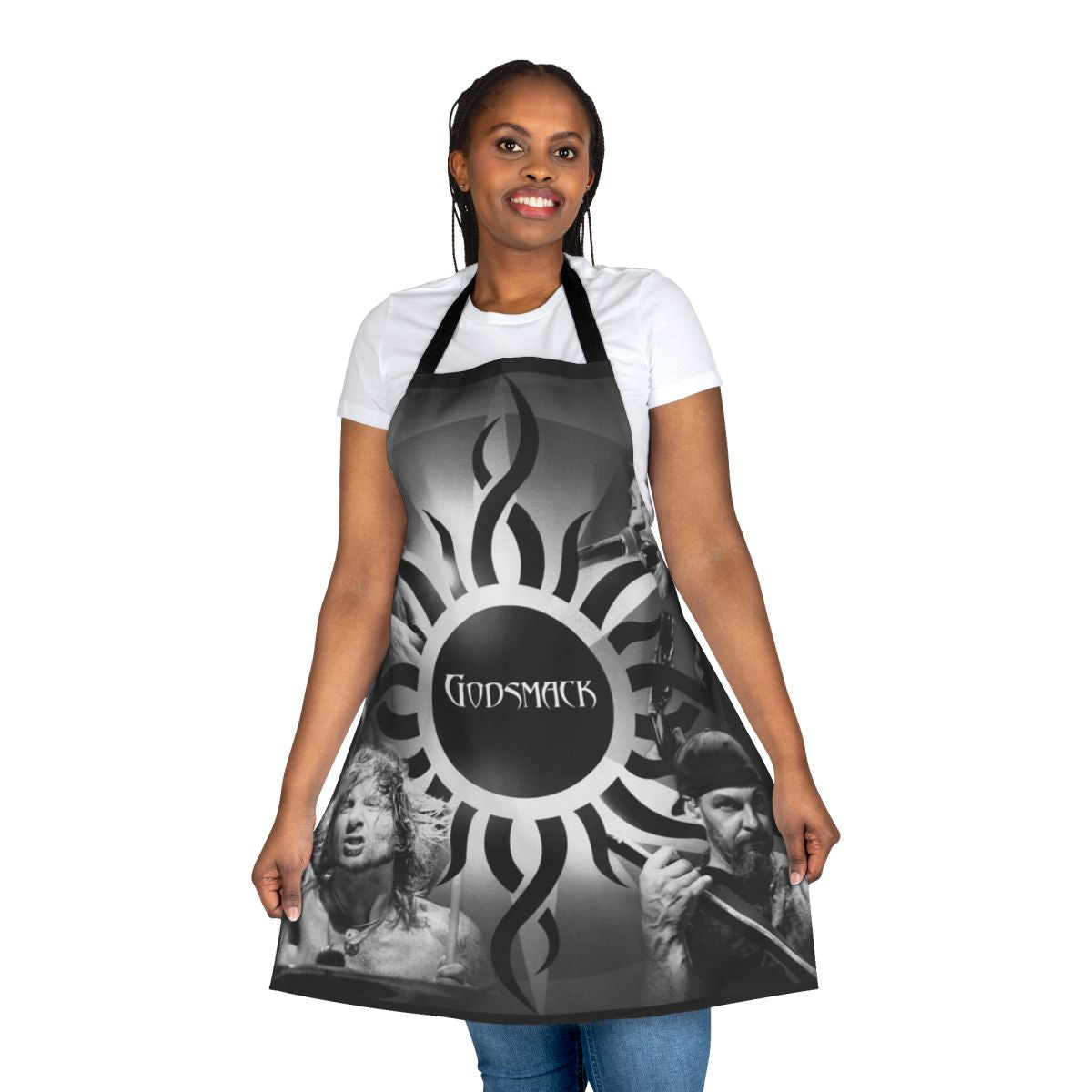 Godsmack-inspired apron featuring the band's iconic logo and design