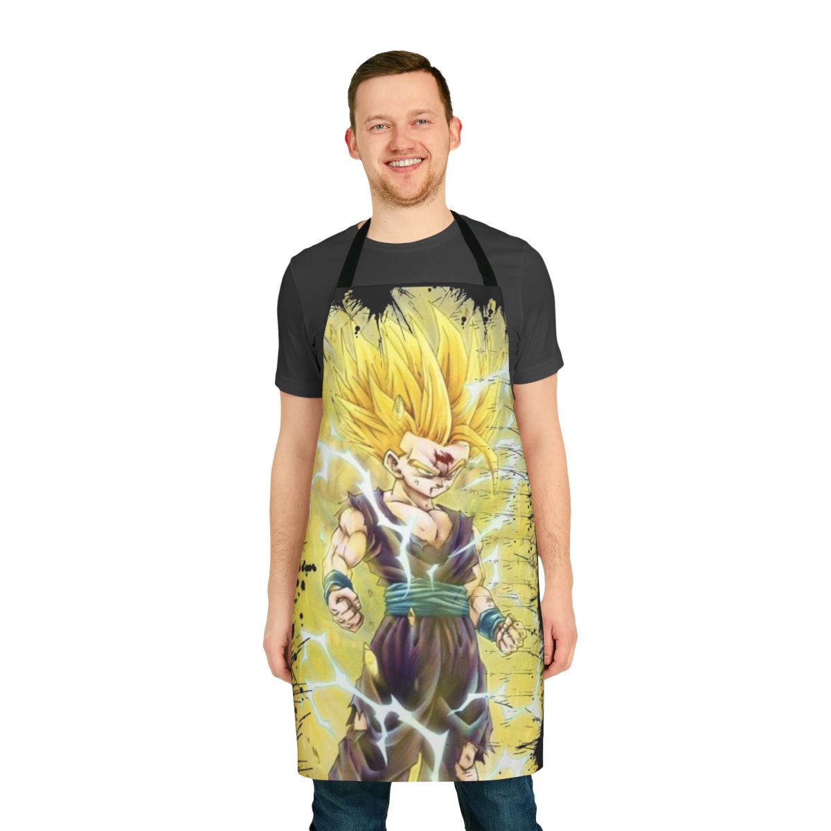 Gohan's Super Saiyan 2 inspired apron featuring fan art design