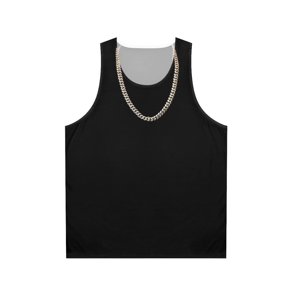 Gold chain unisex tank top with bling design