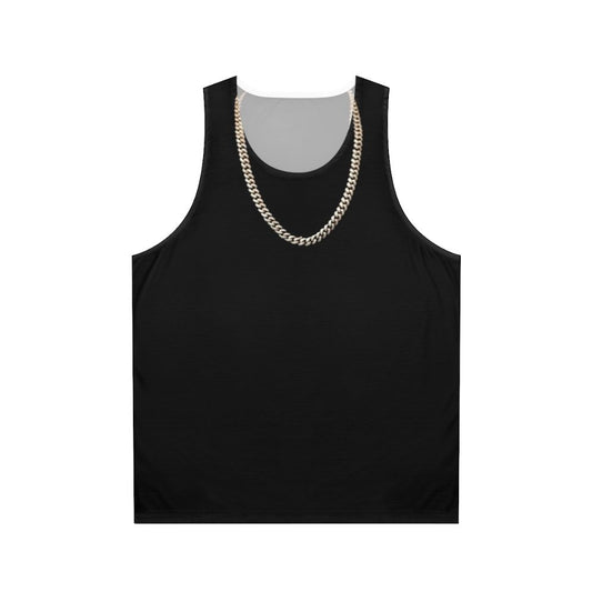 Gold chain unisex tank top with bling design