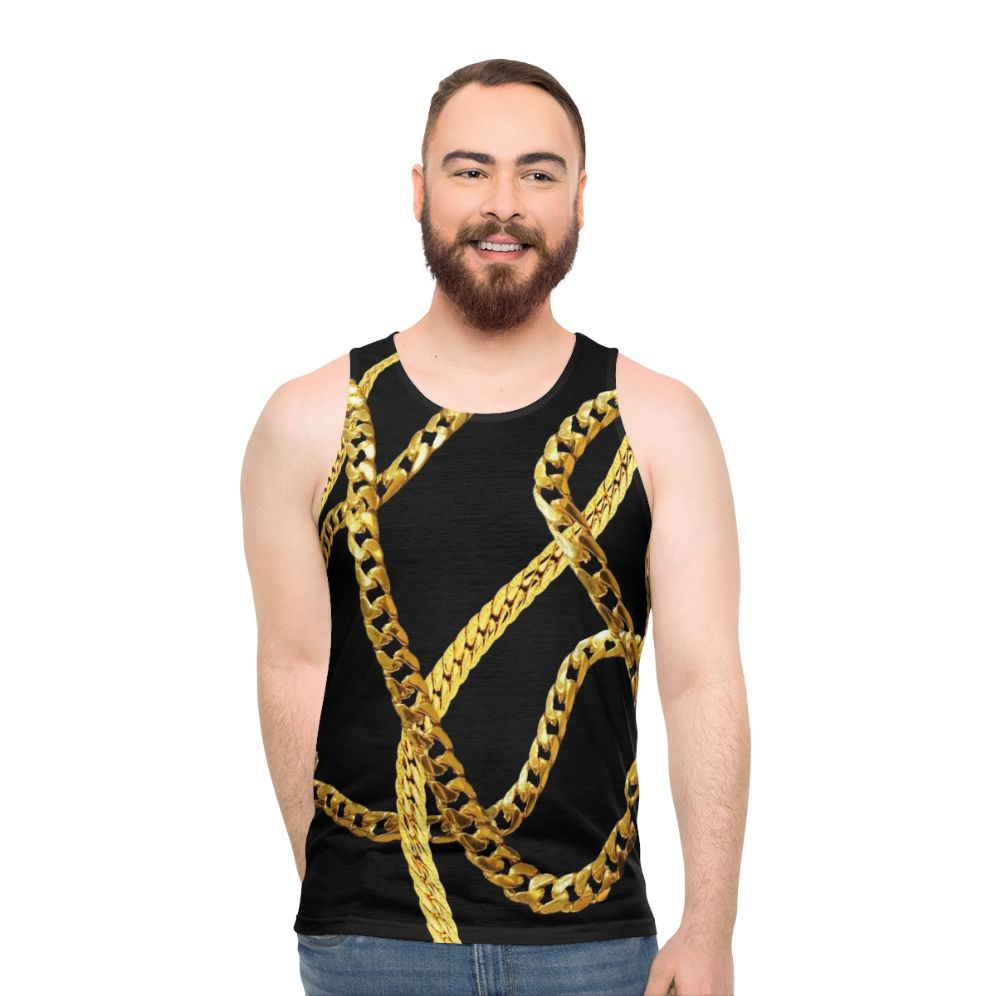 Gold chains unisex tank top