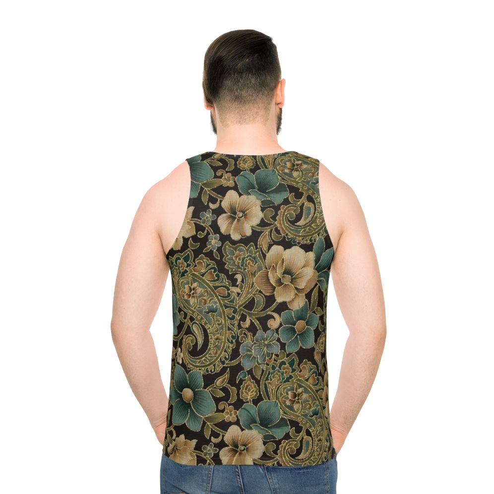 Gold rose paisley floral unisex tank top