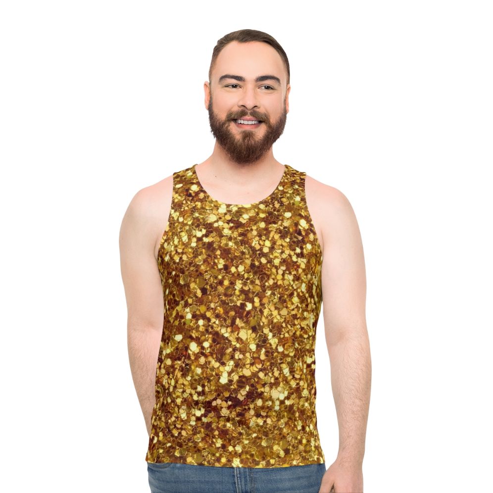 Gold sequin patterned unisex tank top