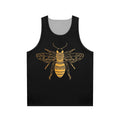 Golden honey bee floral pattern unisex tank top