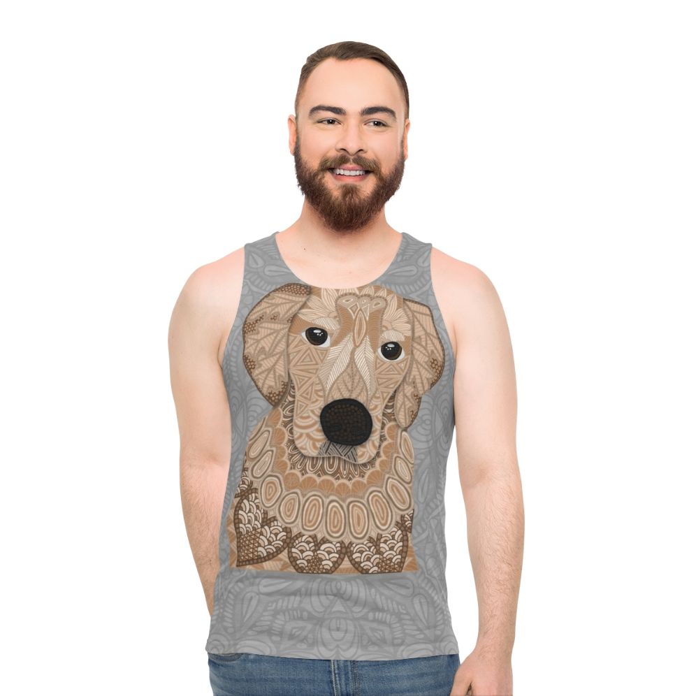 Golden Retriever dog wearing a tank top