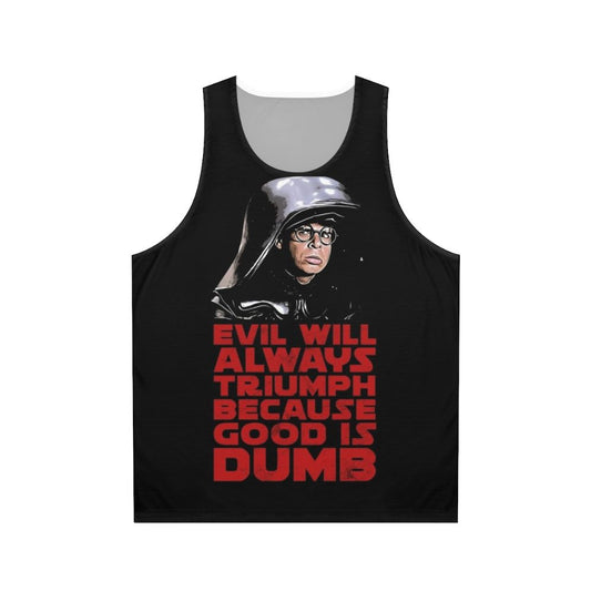 Unisex comedy tank top with "Good is Dumb" text