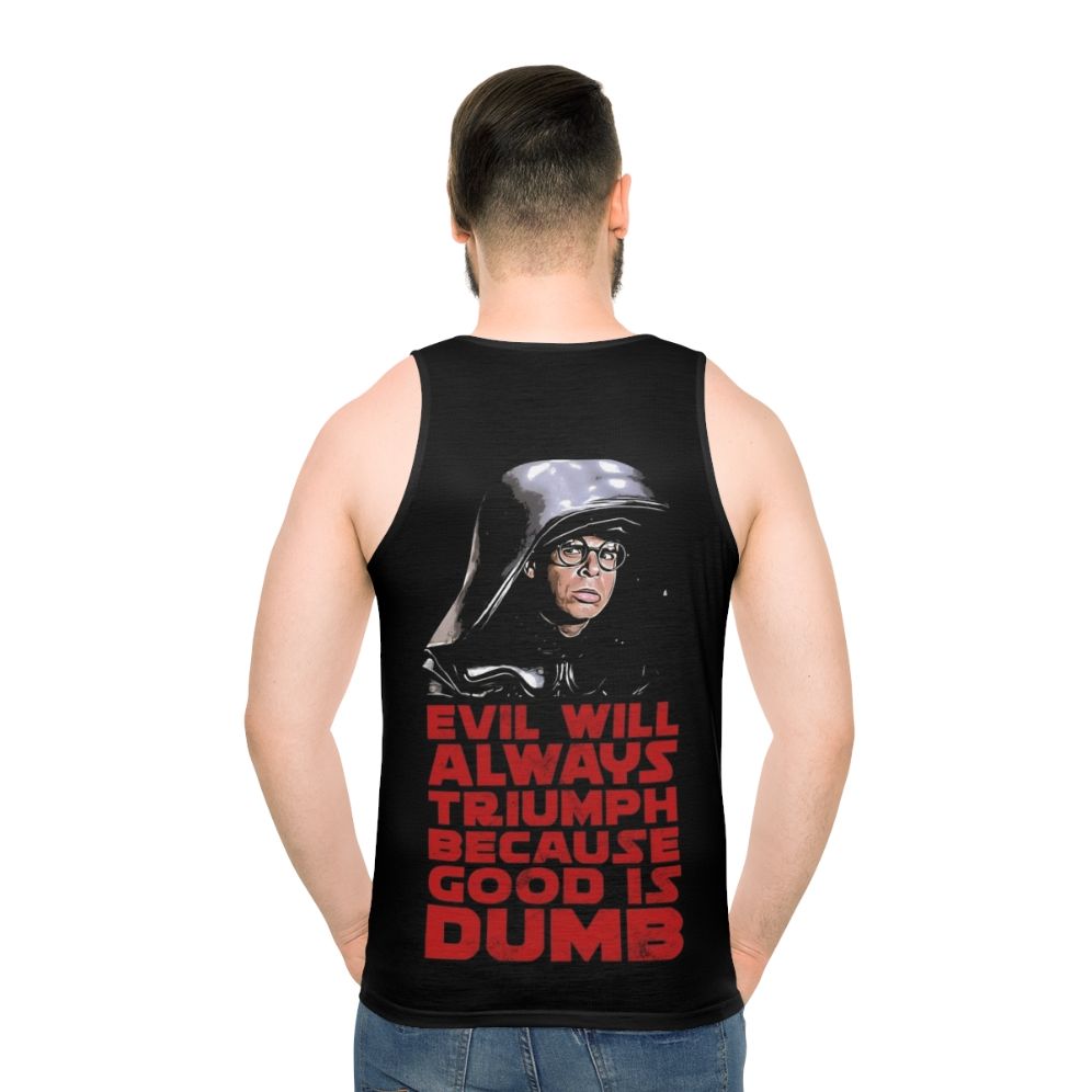 Unisex comedy tank top with "Good is Dumb" text