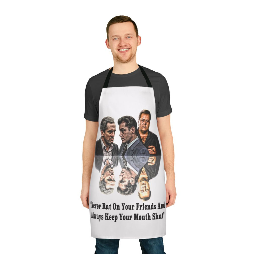 Goodfellas-inspired apron with "Never Rat on Your Friends" text