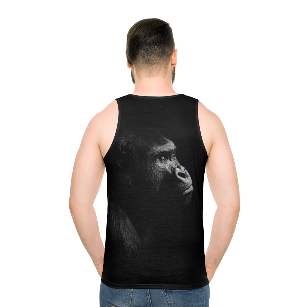 Black tank top with a graphic design of a gorilla