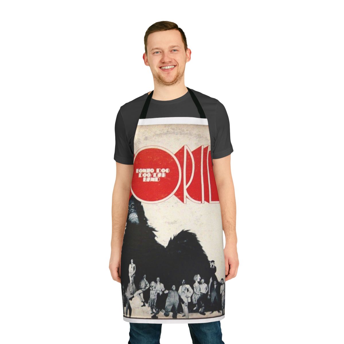 Gorilla-themed apron with Bonzo Dog Doo-Dah Band motif