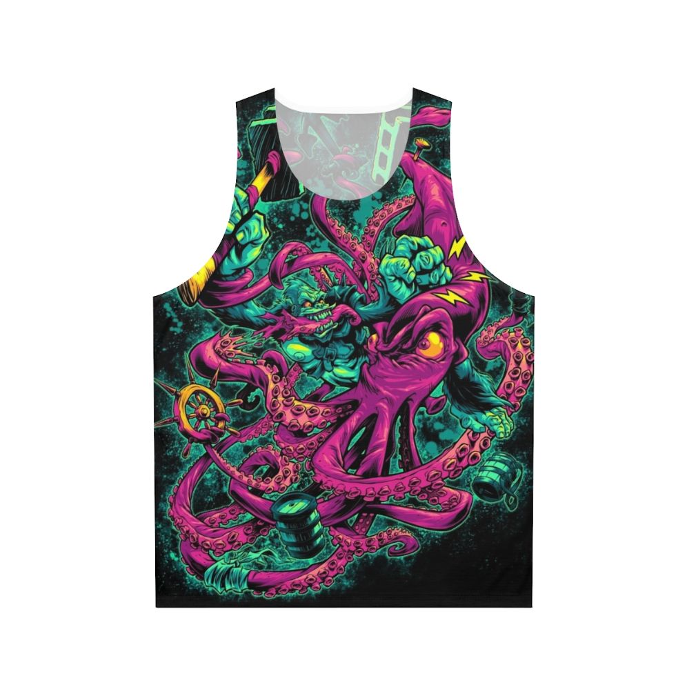 Gorilla vs Architeuthis unisex tank top with an animal battle design