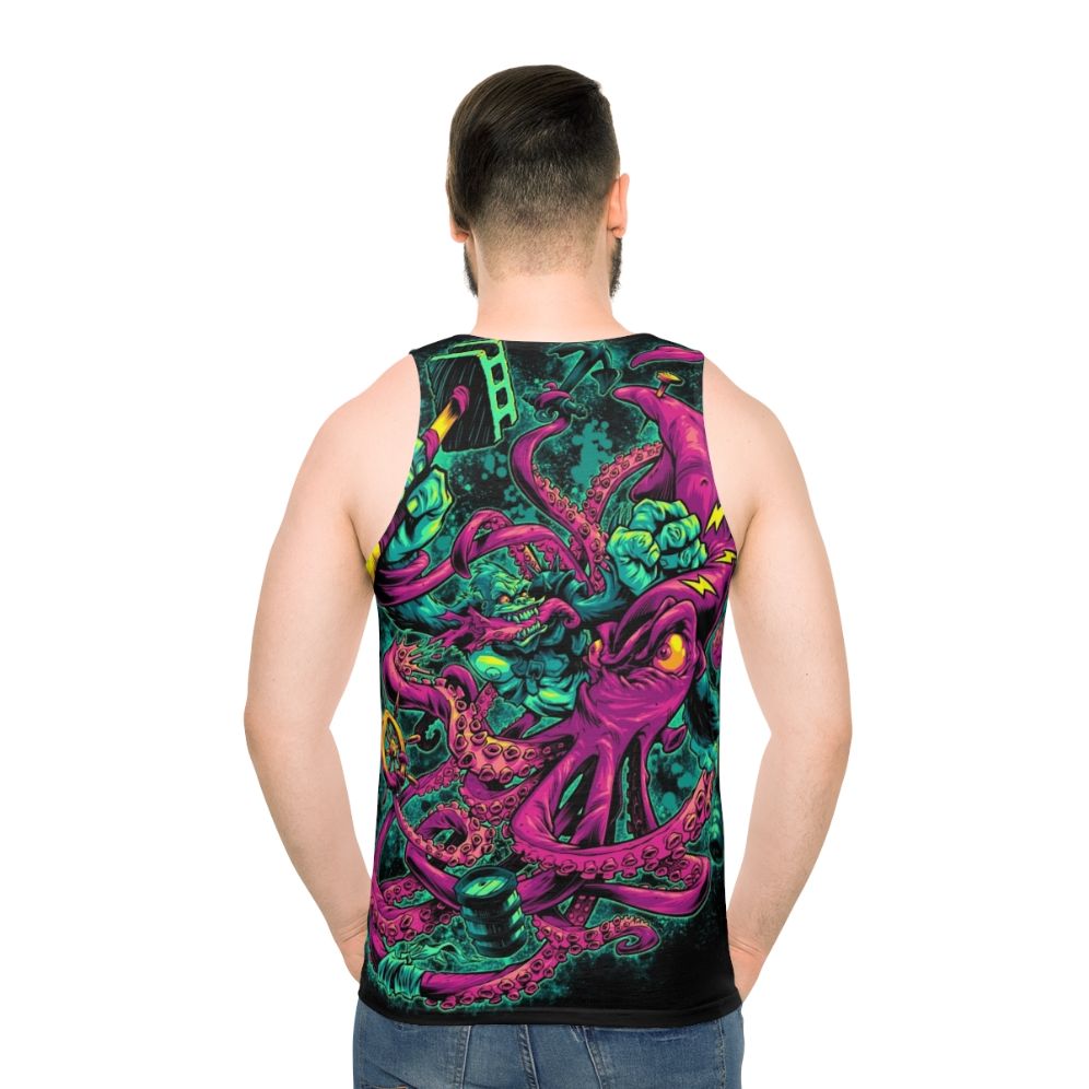 Gorilla vs Architeuthis unisex tank top with an animal battle design