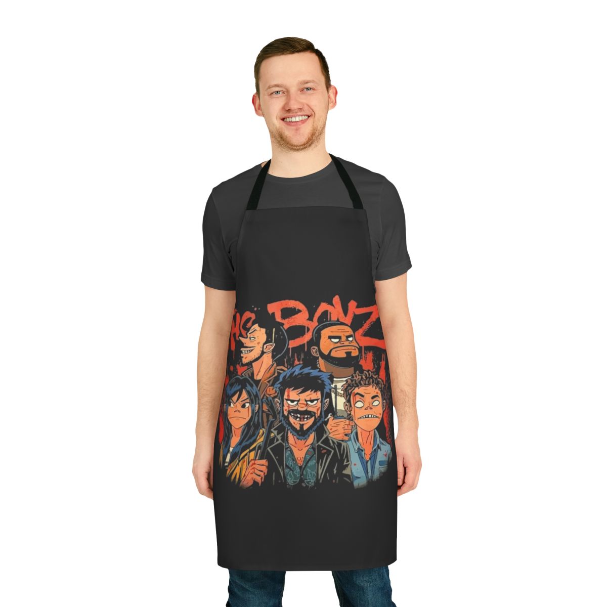 Gorillaz fan art design printed on a high-quality apron