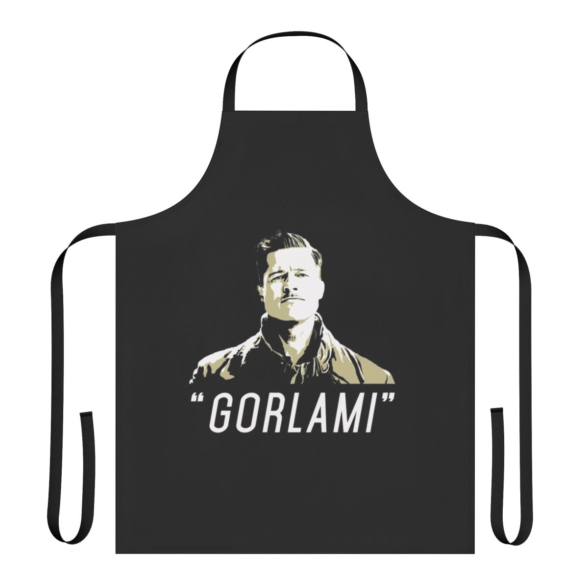 "Gorlami" inspired cooking apron featuring a design referencing the film Inglorious Basterds