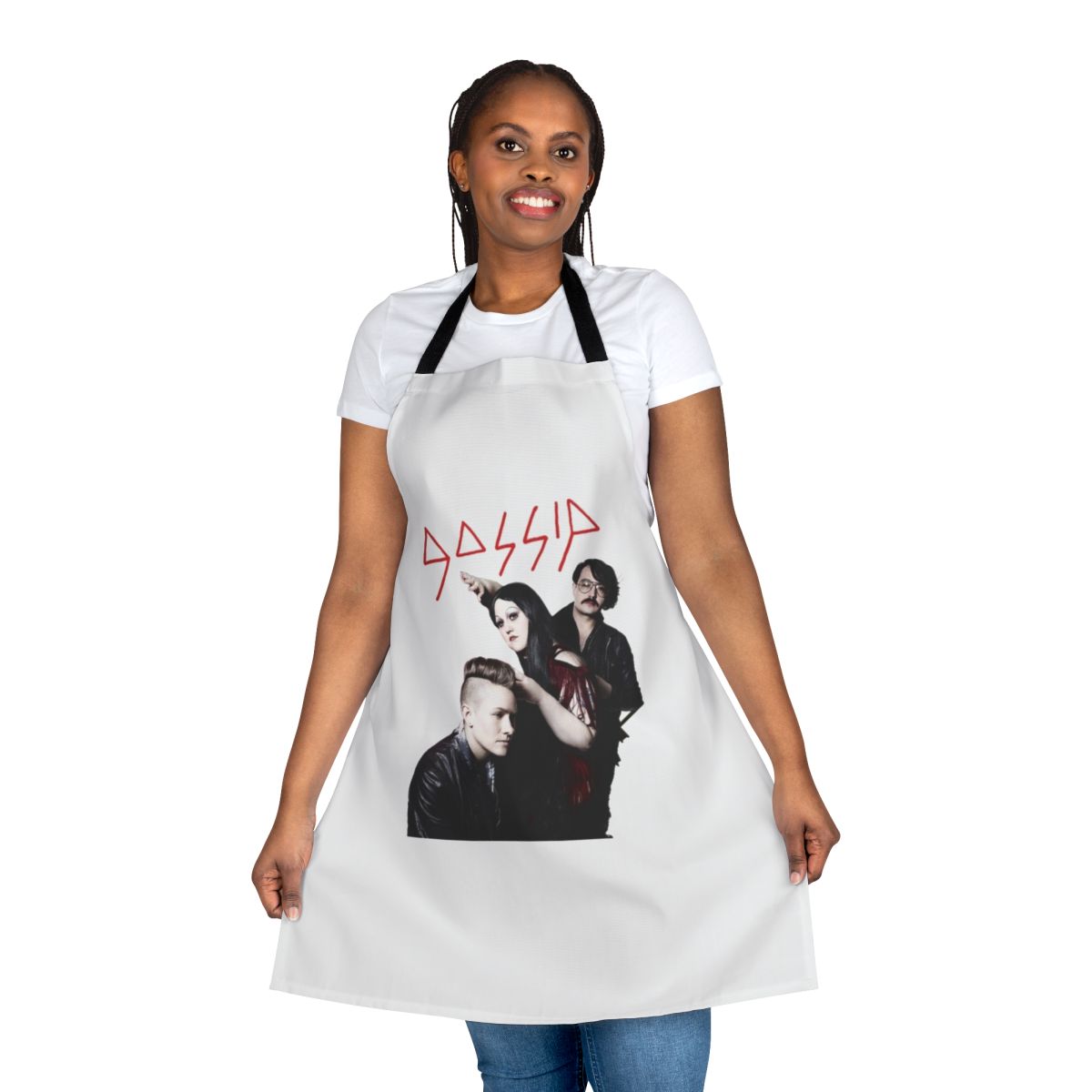 Gossip band-inspired alternative apron with a stylish and retro design for music enthusiasts.