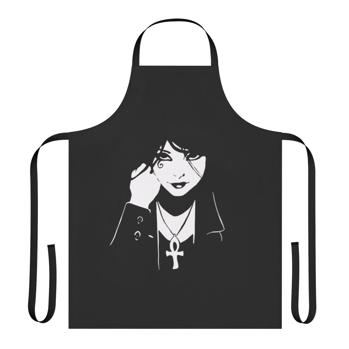Apron featuring a stylized depiction of Death, the iconic character from the Sandman graphic novel series.
