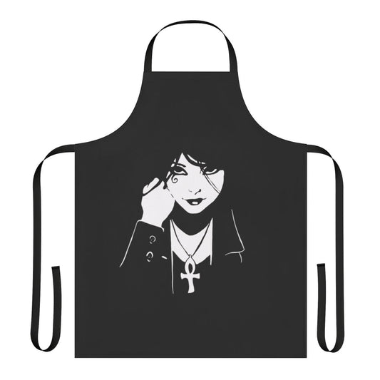 Apron featuring a stylized depiction of Death, the iconic character from the Sandman graphic novel series.